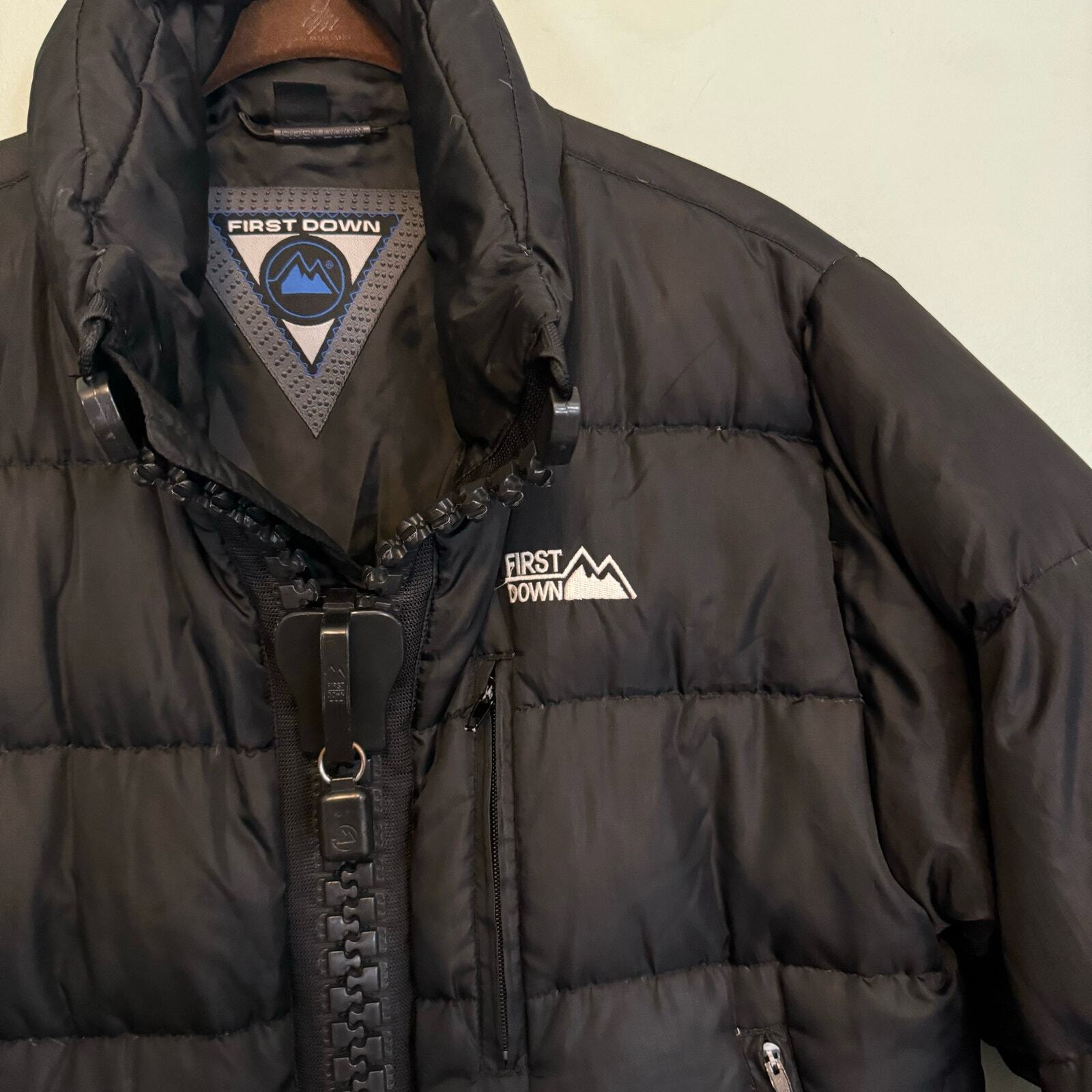First Down Puffer Jacket Mens Medium Black Full Z… - image 3