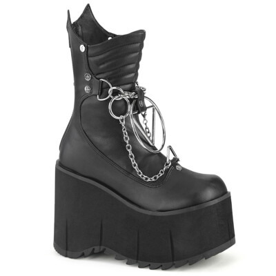 DEMONIA KERA-130 Goth Punk Gogo Dancer Raver 4'' Platform Black Calf High Boots