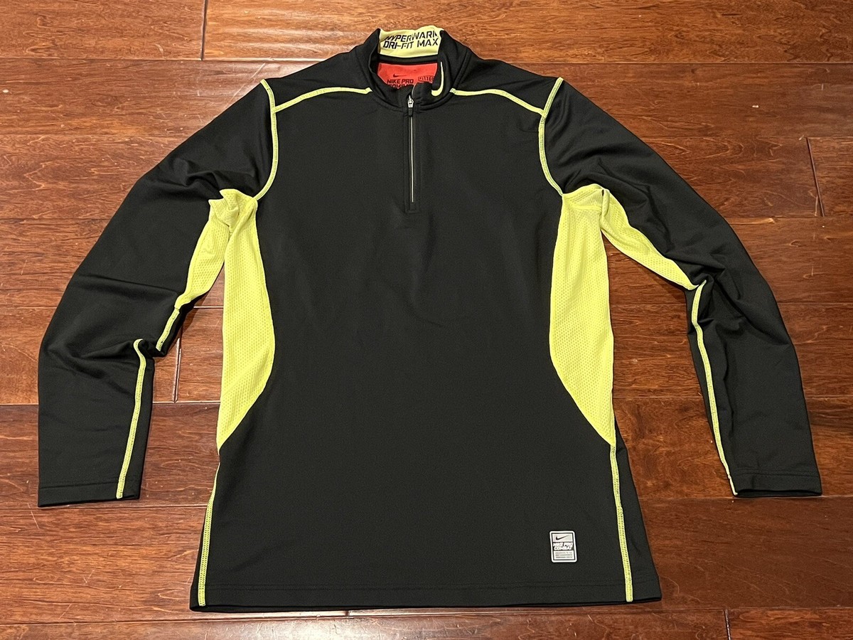 Nike 543596 Pro Combat Fitted Hyperwarm Black Mens Medium 1/4 Zip
