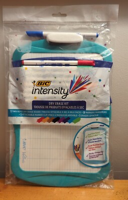 Bic Intensity Dry Erase Kit 9 Count Markers with Board and Eraser Two Sided Blue