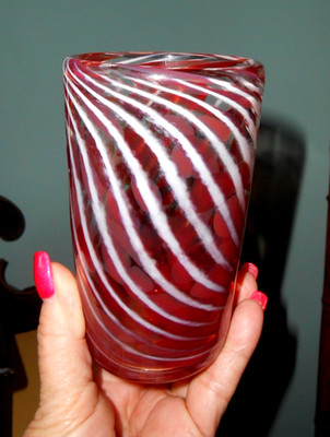 Red Studio Glass Tumbler THE HOT SHOP Signed