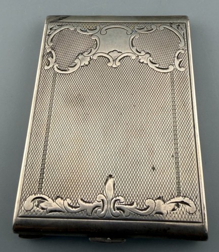 Antique Polish .875 Silver Compact Guilloche Case Mirror 110g Praw Astrzezone