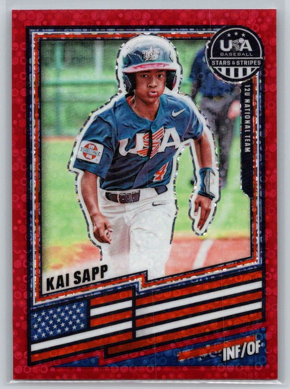 2026 Panini Prizm Stars & Stripes Red Disco Prizm #107 Kai Sapp /199