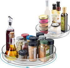 Lazy Susan Organizer Turntable  Cabinet - 2 Pack Clear Lazy Susans Set Rotating