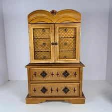 VTG Florentine Jewelry Box Trinket Cabinet with Drawers Ornate Decor red liners