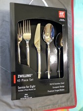 ZWILLING JA HENCKELS OPUS 45pc FLATWARE W/ 5PC HOSTESS NIB 18/10
