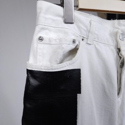 Helmut Lang SS03 Rubber Tape White Vintage Broken Denim Jeans