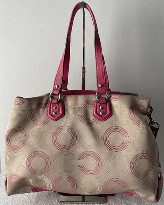Coach Ashley F20049 Dotted Op Art Satchel Shoulder Bag Beige Hot