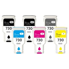 For HP 730 300ml Ink Cartridges 6 Pack DesignJet T1600 T1700 T2600 P2V73A Set