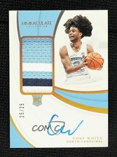 2019-20 Panini Immaculate Collegiate Rookie Gold 25/25 Coby White Patch Auto 3s8