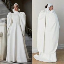 Elegant Mullelin Wedding Dresses High Neck with Shawl Satin A-Line Bridal Gowns