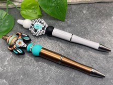 2 PC Handmade Silicone Beads Black Ink Pen Set Western Cowboy New B930