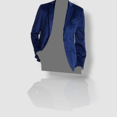 Alfani Mens' Blue Solid Slim-Fit Stretch Velvet Sport Coat Suit Jacket Size 38S