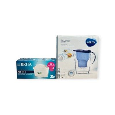 BRITA Wasserfilter Marella 2,4 L Blau + 4 Filter MAXTRA+   Set