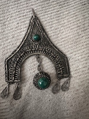 Israelischer Kronleuchter Anhänger Vintage Eilat König Solomo Stein 925 Silber signiert