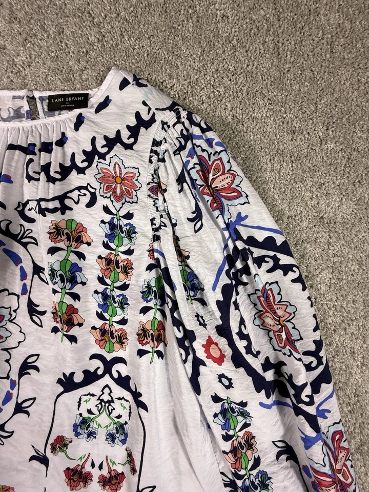 Блузка с длинным рукавом Lane Bryant топ женская 26 разноцветный геометрический принт - Изображение 2 из 4