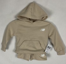 Boys New Balance Sz 2T 2Pc Set Fleece Hoodie/Sweat Short 24 Light Beige New
