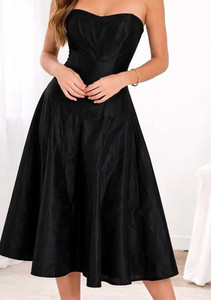 Bill Levkoff Women’s Strapless Dress Size 10 A Line Tea Length Bridesmaid Formal