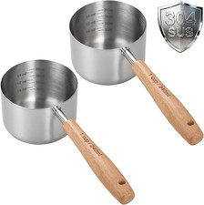 2PCS 1Cup 240Ml  8Oz Dog Cat Food Scoop, 18/8 304 Stainless Steel Measuring C