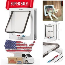 Large Cat Door Outer Size 9.9" x 9.2", 4 Way Locking Cat Flap Door for Interi...