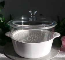 CORNING 22cm BREIT WEIß DECKELAUFLAUFFORM MIT DAMPFGARAUFSATZ