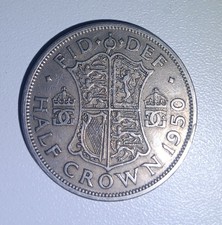 1950 CUPRO-NICKEL RARE GEORGE VI HALF CROWN COIN BRITISH CURRENCY