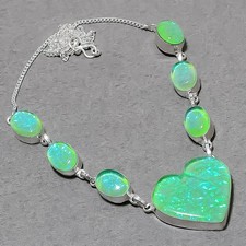 Collar Joyería Regalo Moda Piedras Preciosas Ópalo Triple Australiano Verde 18" SR 3127