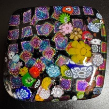 Vintage Artisan Dichroic Fused Glass Millefio...