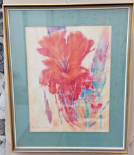 AQUARELL - ROTE CANNA INDICA - BILD IM RAHMEN - SIGNIERT MIT WÜNSCH - sehr gut