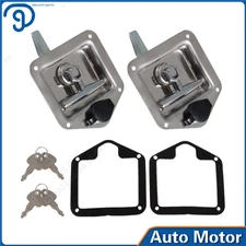 2 x Stainless Steel Trailer Door Latch T-Handle Lock Keys For Camper RV Truck