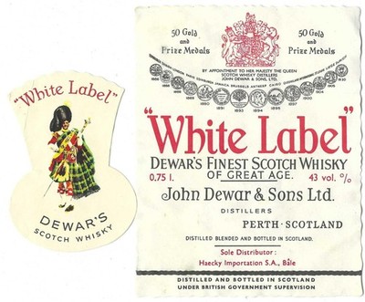 Etikett Scotch Whisky John Dewar White Label