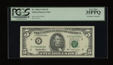DBR 1995 $5 FRN Atlanta Fr. 1984-F PCGS 35 PPQ Serial F47362859D