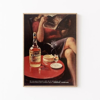 Vintage Campari Liquor Poster Retro Bar Cart Wall Art Italian Aperitif Print