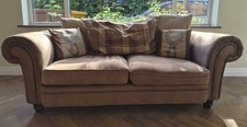 Large Brown Country Style 3 Seater Sofa - Used