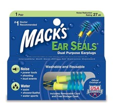 Mack's Ear Seals Dual Purpose Earplugs (Pack of 1 1 pair 1), Blue