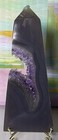 Purple Amethyst Agate Druzy Geode Tower Crystal Display Specimen on Stand 9 in — photo 4