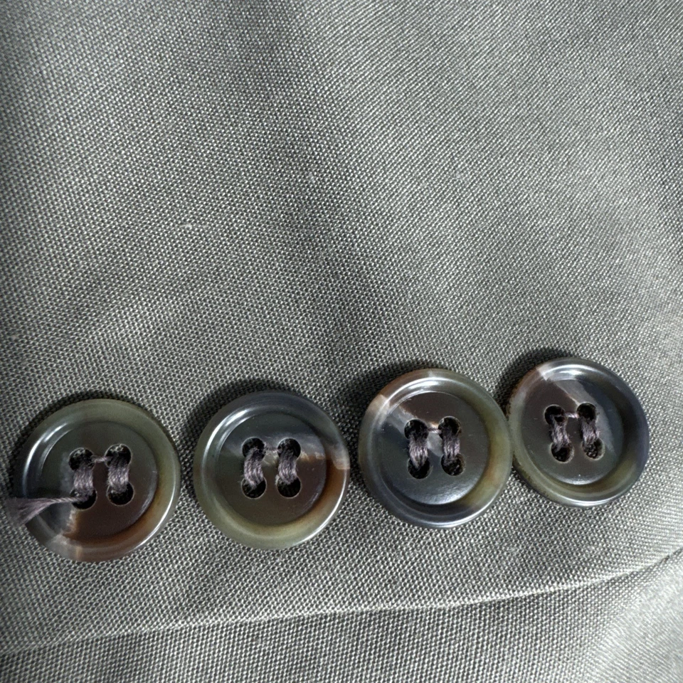 Haspel Lord & Taylor 38S Slim 2 Piece Suit 39x28 Canvas Poplin Feel Olive Drab - Image 2 of 4