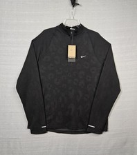 NIKE Run Division 1/4 Zip Running Top Large Mens Black Gray Pinnacle Repel