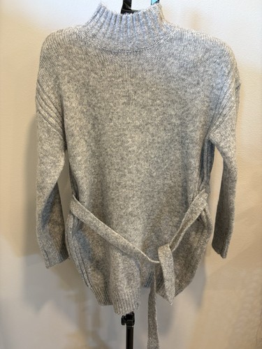 Primark Cares Gray Solid Belted Knit Turtleneck Long Sleeve Pullover Sweater S