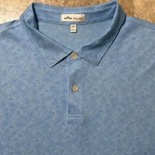 Peter Millar Summer Comfort Polo Shirt Mens 2XL Blue Paisley Short Sleeve Golf