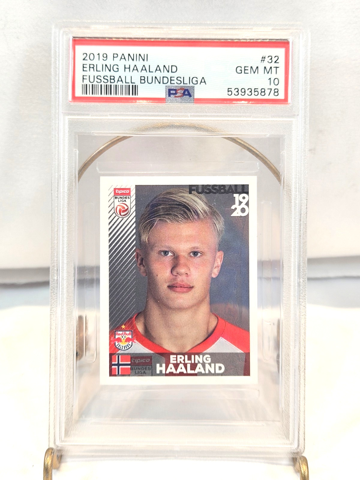 2019 Fussball Bundesliga ERLING HAALAND RC Sticker 1ST Print PSA 10 Gem Mint view 1