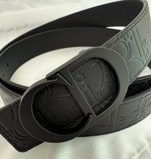 Christian Dior Black Buckle Monogram Black Leather Belt 110 cm Fit's 38/40 Waist