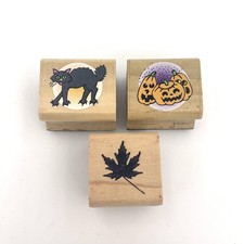 Vintage 1995 Noteworthy Rubber Stamps Halloween Stamp Lot 3 Mini 1  Size