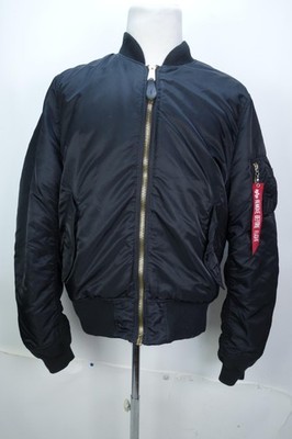 Alpha Industries Jacket Mens XL Black MA-1 Bomber Slim Fit Flight Nylon