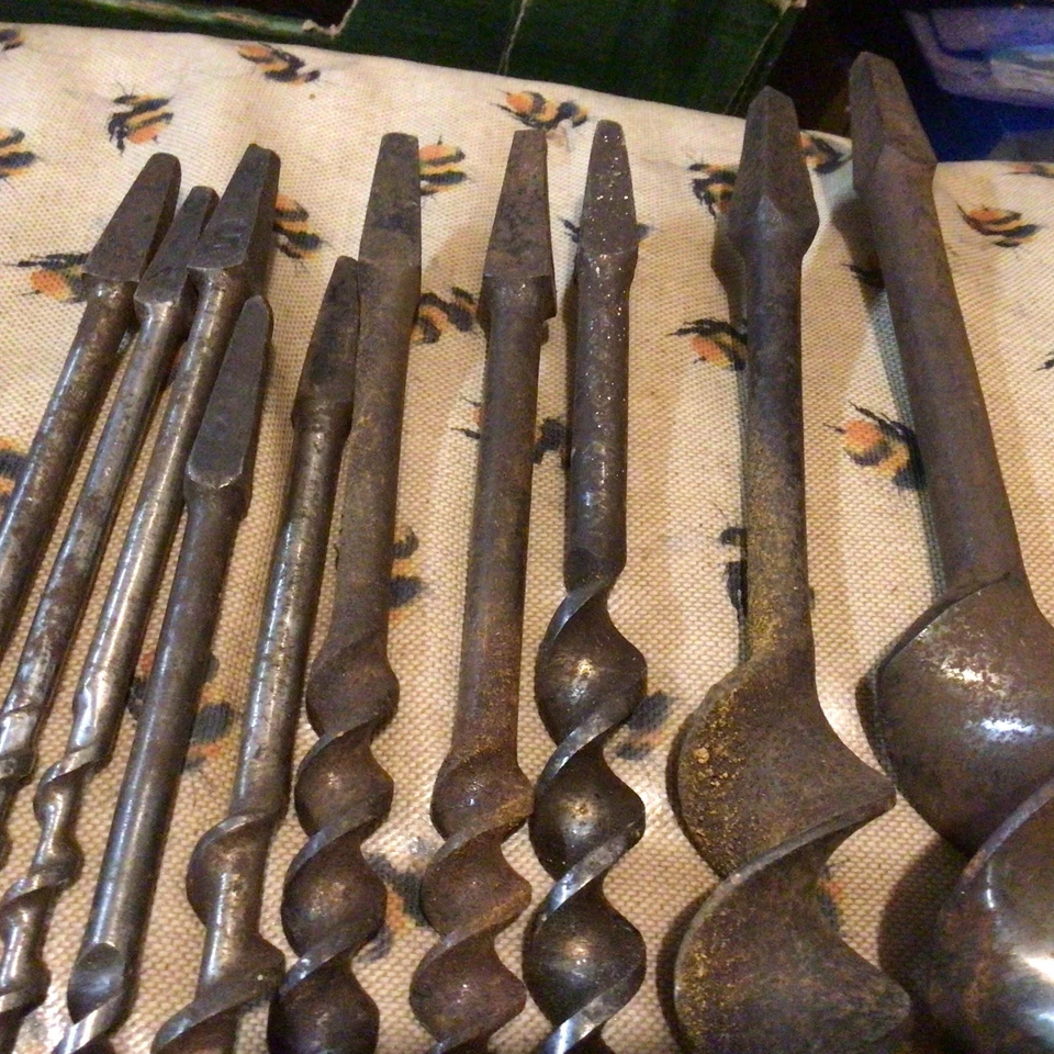 18 x vintage Carpentry Auger/Hand Brace Drill Bits - Image 3 of 4