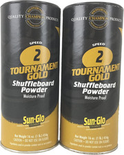 Sun-Glo Twin Pack of 2 Speed Shuffleboard Powder Wax with a Shuffleboard Sweep B