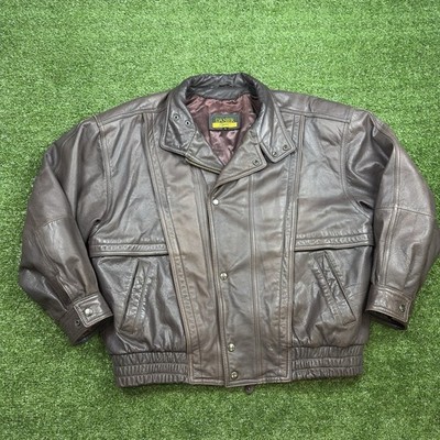 Vintage Y2K Danier Sport Brown Leather Biker Jacket Racer Motorcycle Mens Size M