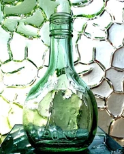 Almaden Vineyards Pony Aqua Green Glass 187ml Vintage 6 1/8" Wine Bottle 1980s