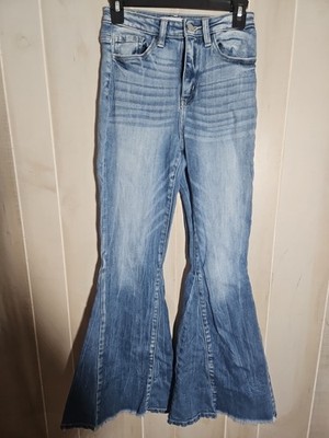 Kancan Ultra High Rise Flare Jeans Light Medium Wash Sz 25
