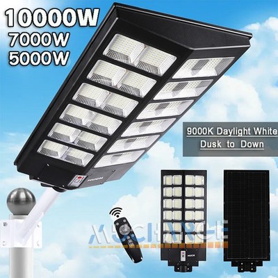 999000000LM LED Solar Street Light Outdoor Dusk to Dawn Garden Lamp+Pole